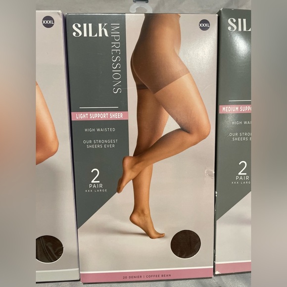 NWT Silk Impressions Sheer Pantyhose XXXL 3pks included-2 pair each pk - Picture 8 of 10